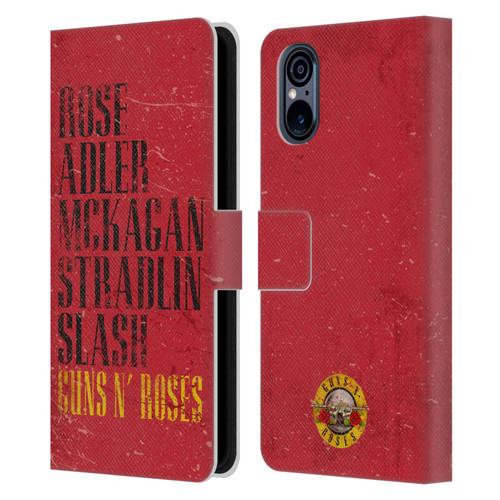 Guns N' Roses Vintage Names Leather Book Wallet Case Cover For Sony Xperia 5 V 5G