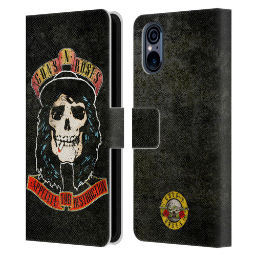 Guns N' Roses Vintage Stradlin Leather Book Wallet Case Cover For Sony Xperia 5 V 5G