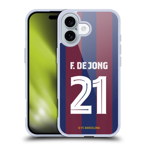 FC Barcelona 2023/24 Players Home Kit Frenkie de Jong Soft Gel Case for Apple iPhone 16