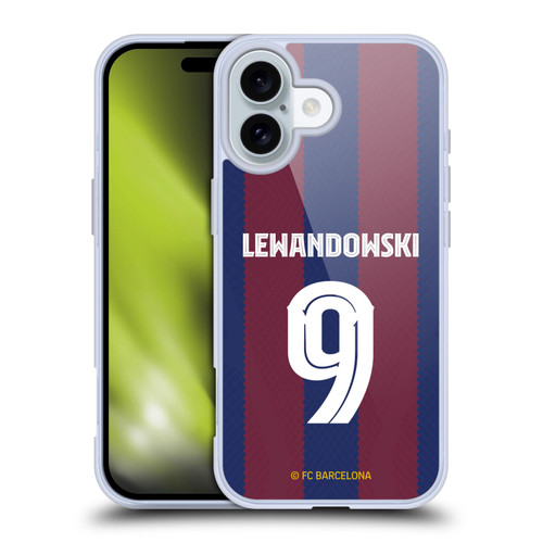 FC Barcelona 2023/24 Players Home Kit Robert Lewandowski Soft Gel Case for Apple iPhone 16