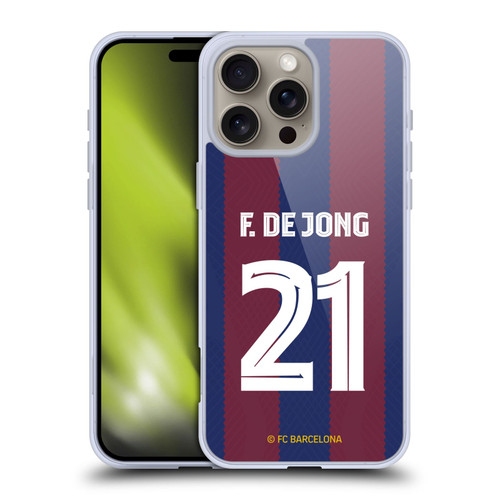 FC Barcelona 2023/24 Players Home Kit Frenkie de Jong Soft Gel Case for Apple iPhone 16 Pro Max