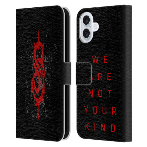 Slipknot We Are Not Your Kind Red Distressed Look Leather Book Wallet Case Cover For Apple iPhone 16 Plus