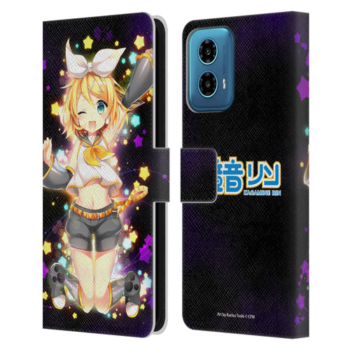 Hatsune Miku Characters Kagamine Rin Leather Book Wallet Case Cover For Motorola Moto G34 5G