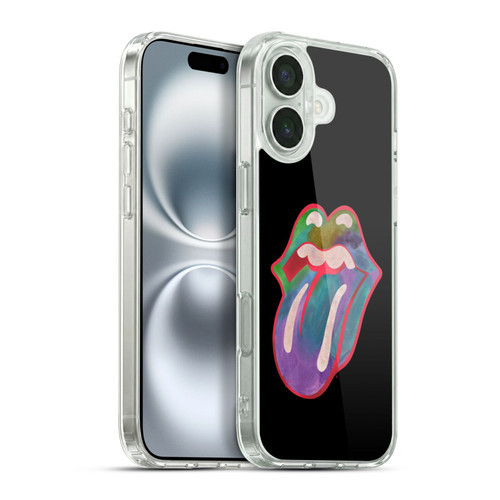The Rolling Stones Graphics Watercolour Tongue Soft Gel Case for Apple iPhone 16 Plus