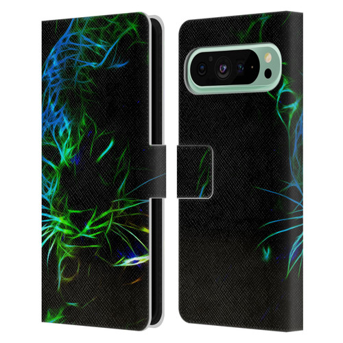 Simone Gatterwe Animals Neon Leopard Leather Book Wallet Case Cover For Google Pixel 9 Pro XL