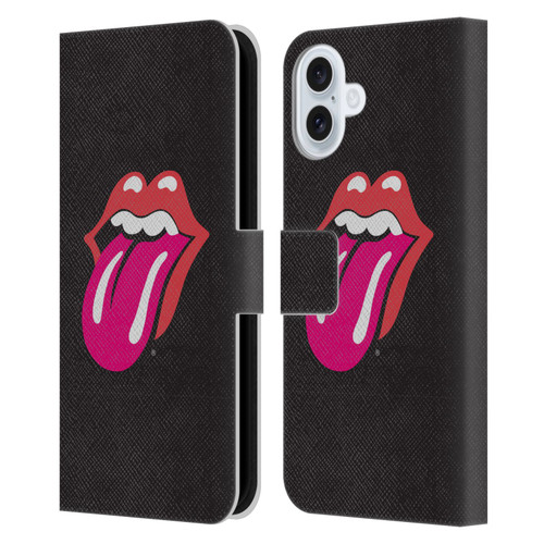 The Rolling Stones Graphics Pink Tongue Leather Book Wallet Case Cover For Apple iPhone 16 Plus