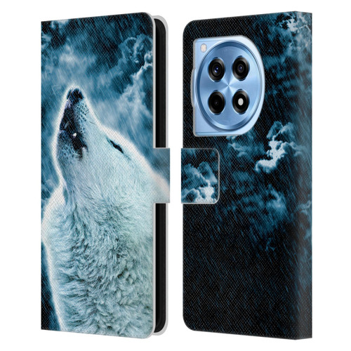 Simone Gatterwe Animals 2 Howling Wolf Leather Book Wallet Case Cover For OnePlus 12R