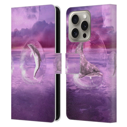 Simone Gatterwe Dolphins Dream Of Dolphins Leather Book Wallet Case Cover For Apple iPhone 16 Pro