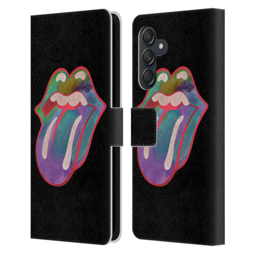 The Rolling Stones Graphics Watercolour Tongue Leather Book Wallet Case Cover For Samsung Galaxy M55 5G