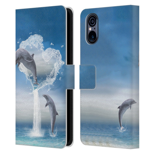 Simone Gatterwe Dolphins Lovers Leather Book Wallet Case Cover For Sony Xperia 5 V 5G