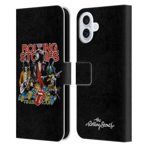 The Rolling Stones Key Art 78 Us Tour Vintage Leather Book Wallet Case Cover For Apple iPhone 16 Plus