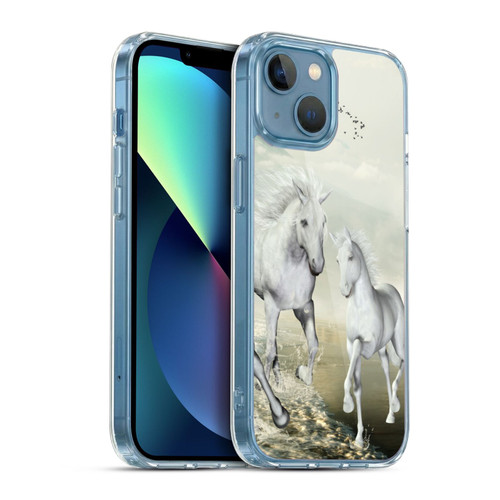 Simone Gatterwe Horses White On The Beach Soft Gel Case for Apple iPhone 13 Mini & MagSafe