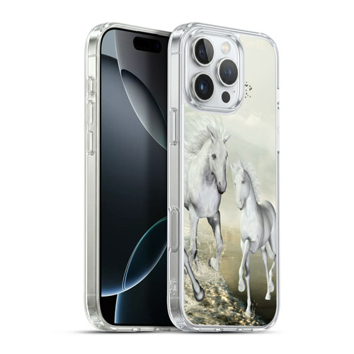 Simone Gatterwe Horses White On The Beach Soft Gel Case for Apple iPhone 16 Pro Max & MagSafe