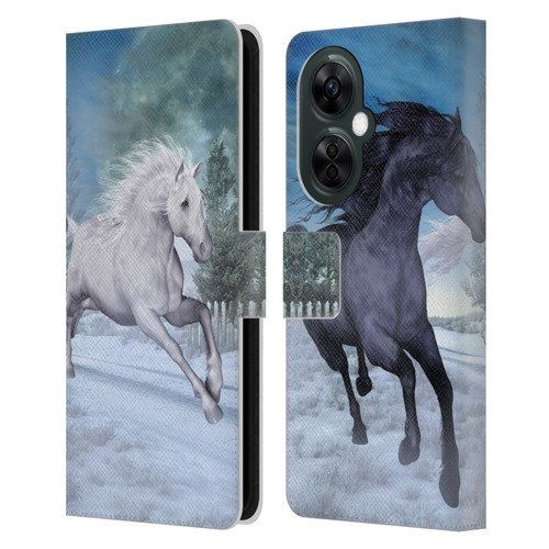 Simone Gatterwe Horses Freedom In The Snow Leather Book Wallet Case Cover For OnePlus Nord CE 3 Lite 5G
