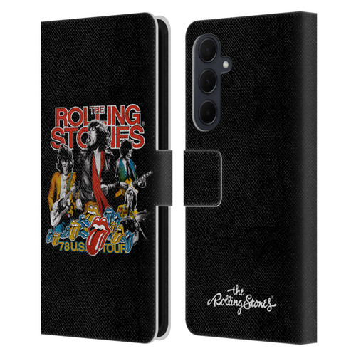 The Rolling Stones Key Art 78 Us Tour Vintage Leather Book Wallet Case Cover For Samsung Galaxy A35 5G