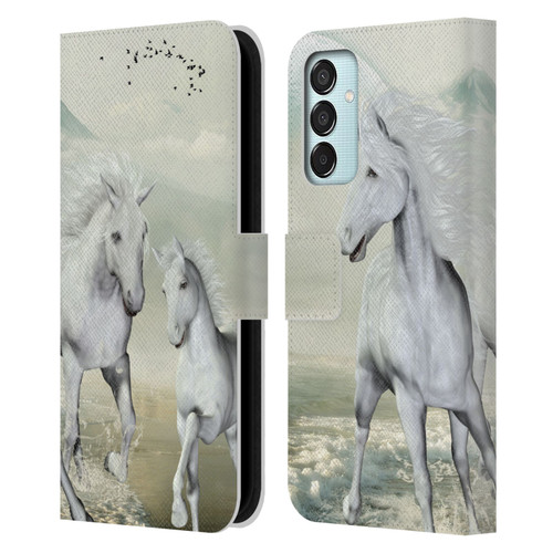 Simone Gatterwe Horses White On The Beach Leather Book Wallet Case Cover For Samsung Galaxy M15/F15 5G