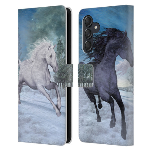 Simone Gatterwe Horses Freedom In The Snow Leather Book Wallet Case Cover For Samsung Galaxy M55 5G