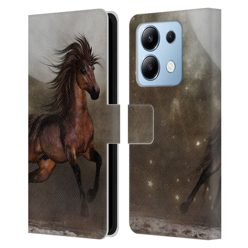 Simone Gatterwe Horses Brown Leather Book Wallet Case Cover For Xiaomi Redmi Note 13/13 Pro 5G