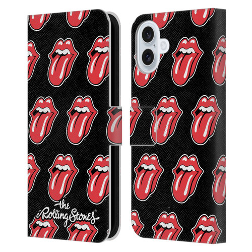 The Rolling Stones Licks Collection Tongue Classic Pattern Leather Book Wallet Case Cover For Apple iPhone 16 Plus