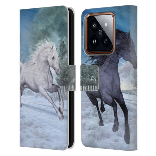 Simone Gatterwe Horses Freedom In The Snow Leather Book Wallet Case Cover For Xiaomi 14