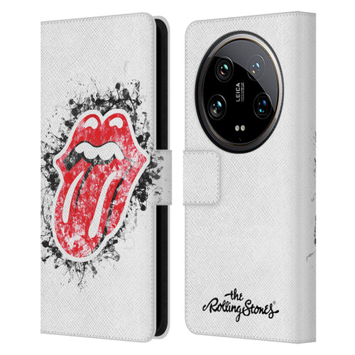 The Rolling Stones Licks Collection Distressed Look Tongue Leather Book Wallet Case Cover For Xiaomi 14 Ultra