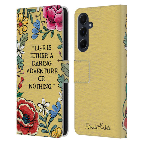 Frida Kahlo Art & Quotes Daring Adventure Leather Book Wallet Case Cover For Samsung Galaxy A55 5G