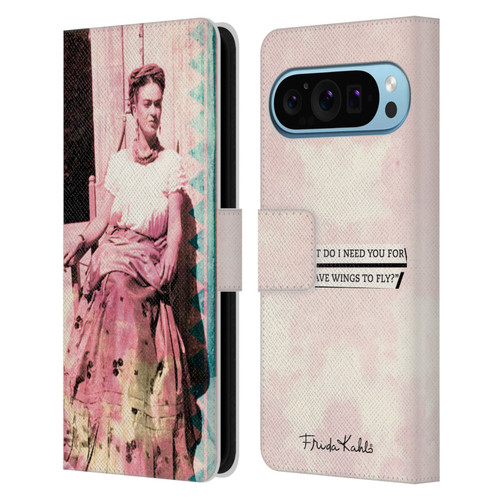 Frida Kahlo Portraits And Quotes Strange Leather Book Wallet Case Cover For Google Pixel 9 / Pixel 9 Pro