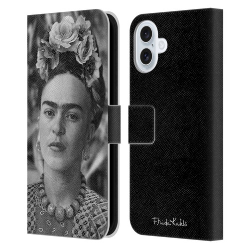 Frida Kahlo Portraits And Quotes Floral Headdress Leather Book Wallet Case Cover For Apple iPhone 16 Plus