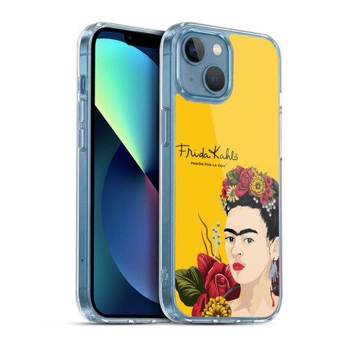 Frida Kahlo Red Florals Portrait Soft Gel Case for Apple iPhone 13 Mini & MagSafe