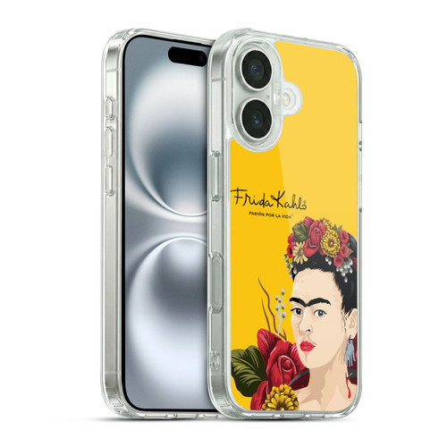 Frida Kahlo Red Florals Portrait Soft Gel Case for Apple iPhone 16 & MagSafe
