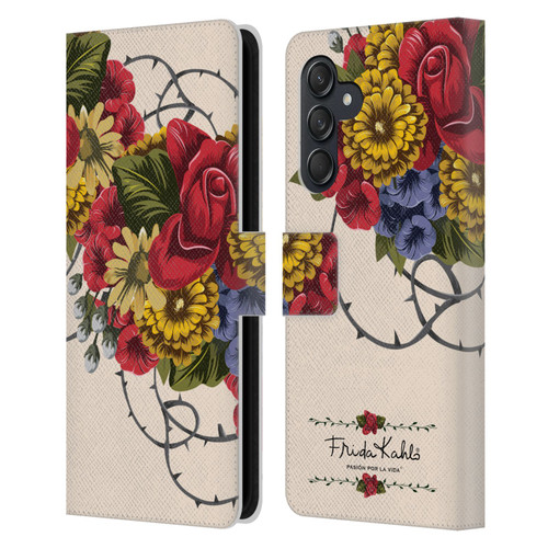 Frida Kahlo Red Florals Vine Leather Book Wallet Case Cover For Samsung Galaxy M55 5G