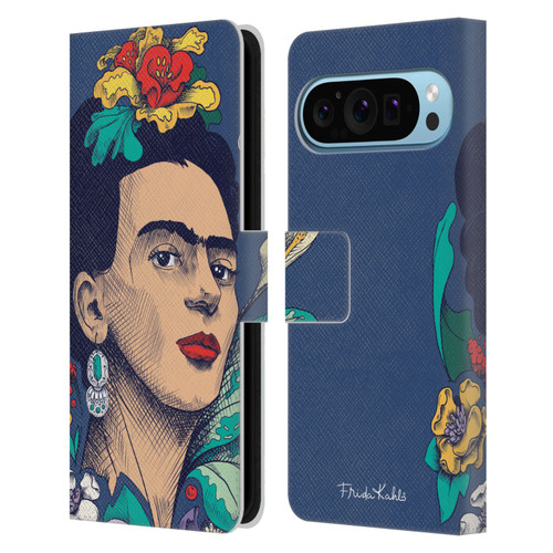 Frida Kahlo Sketch Flowers Leather Book Wallet Case Cover For Google Pixel 9 / Pixel 9 Pro