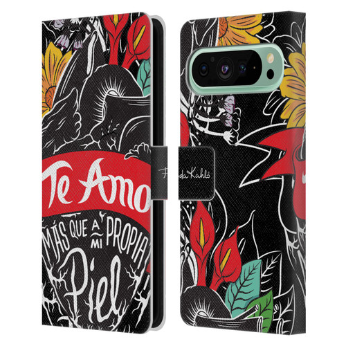 Frida Kahlo Typography Heart Leather Book Wallet Case Cover For Google Pixel 9 Pro XL