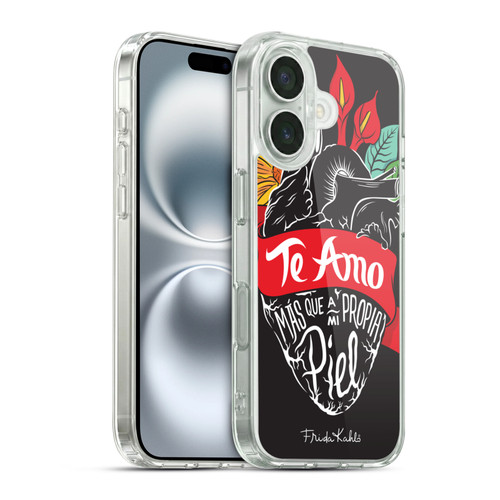 Frida Kahlo Typography Heart Soft Gel Case for Apple iPhone 16 & MagSafe