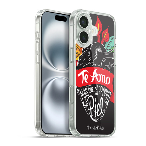 Frida Kahlo Typography Heart Soft Gel Case for Apple iPhone 16 Plus & MagSafe
