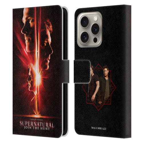 Supernatural Key Art Sam, Dean & Castiel Leather Book Wallet Case Cover For Apple iPhone 16 Pro