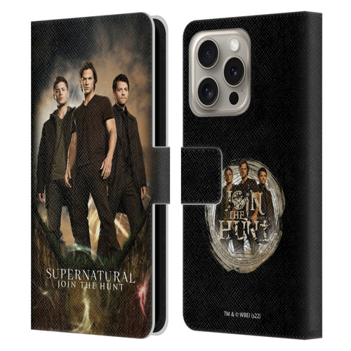 Supernatural Key Art Sam, Dean & Castiel 2 Leather Book Wallet Case Cover For Apple iPhone 16 Pro