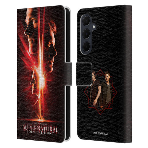 Supernatural Key Art Sam, Dean & Castiel Leather Book Wallet Case Cover For Samsung Galaxy A35 5G