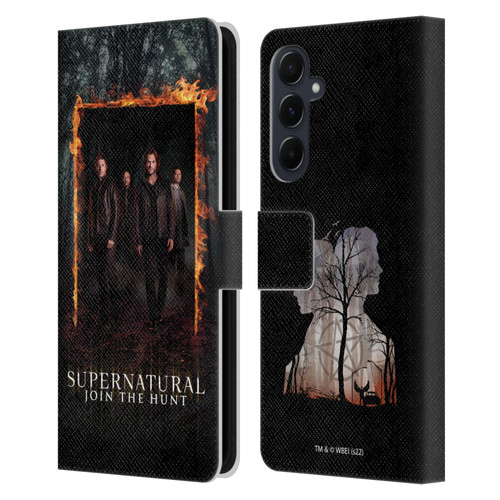Supernatural Key Art Sam, Dean, Castiel & Crowley Leather Book Wallet Case Cover For Samsung Galaxy A55 5G