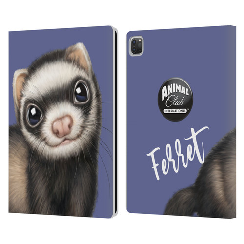 Animal Club International Faces Ferret Leather Book Wallet Case Cover For Apple iPad Pro 13 M4 2024
