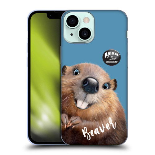 Animal Club International Faces Beaver Soft Gel Case for Apple iPhone 13 Mini & MagSafe