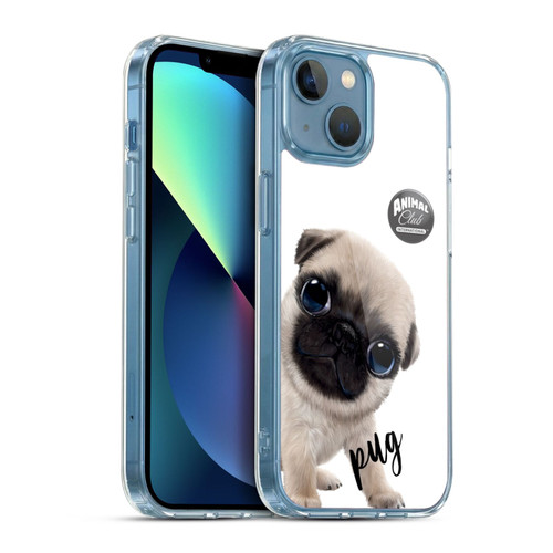 Animal Club International Faces Pug Soft Gel Case for Apple iPhone 13 Mini & MagSafe