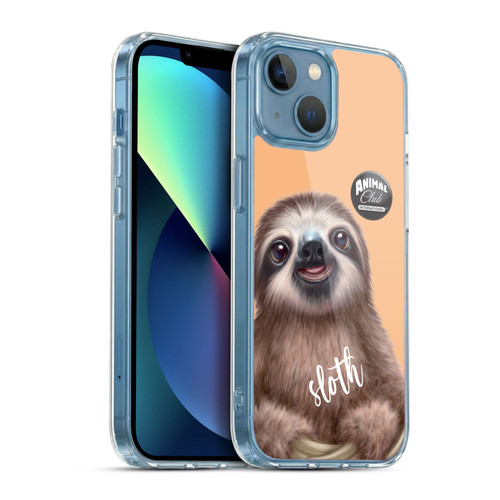 Animal Club International Faces Sloth Soft Gel Case for Apple iPhone 13 Mini & MagSafe