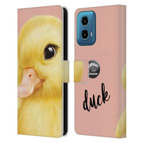 Animal Club International Faces Duck Leather Book Wallet Case Cover For Motorola Moto G34 5G