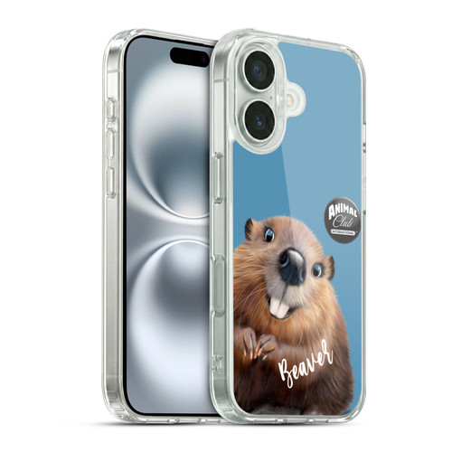 Animal Club International Faces Beaver Soft Gel Case for Apple iPhone 16 & MagSafe