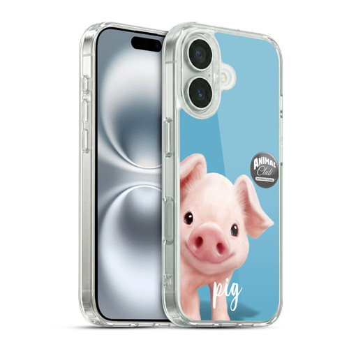 Animal Club International Faces Pig Soft Gel Case for Apple iPhone 16 & MagSafe