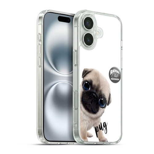 Animal Club International Faces Pug Soft Gel Case for Apple iPhone 16 Plus & MagSafe