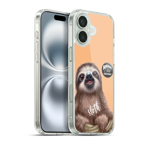 Animal Club International Faces Sloth Soft Gel Case for Apple iPhone 16 Plus & MagSafe