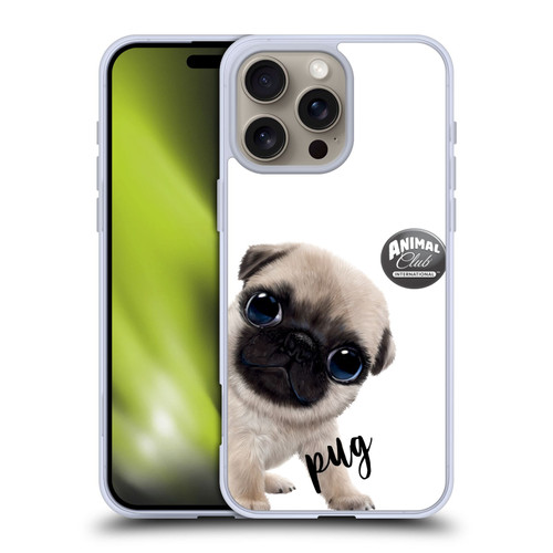 Animal Club International Faces Pug Soft Gel Case for Apple iPhone 16 Pro Max & MagSafe