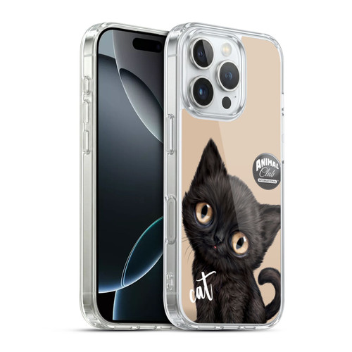 Animal Club International Faces Black Cat Soft Gel Case for Apple iPhone 16 Pro & MagSafe
